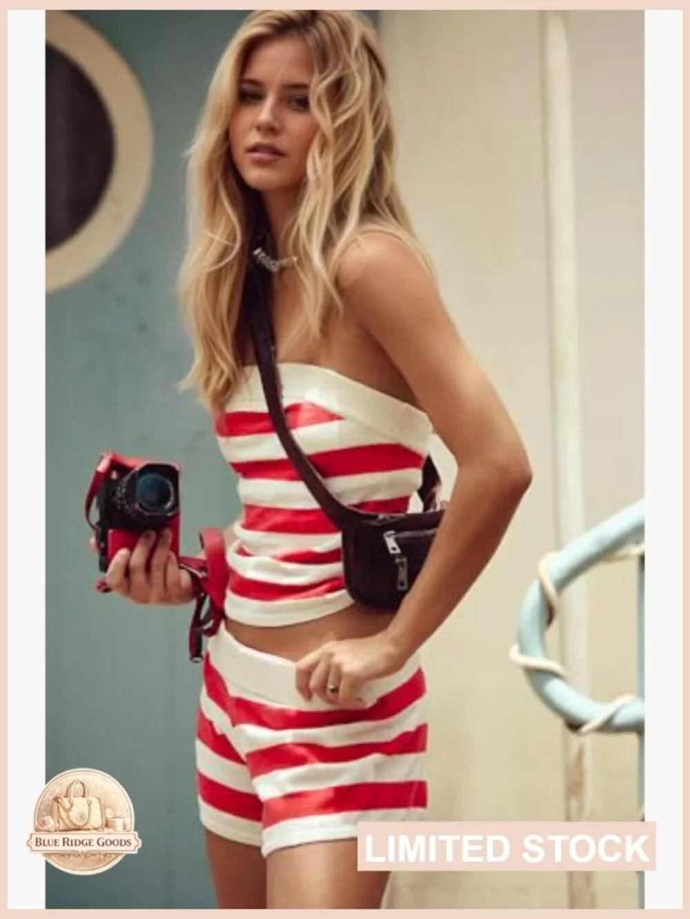 Striped Two Piece Tube Top Short Set Summer Crop Bandeau Matching Outfits